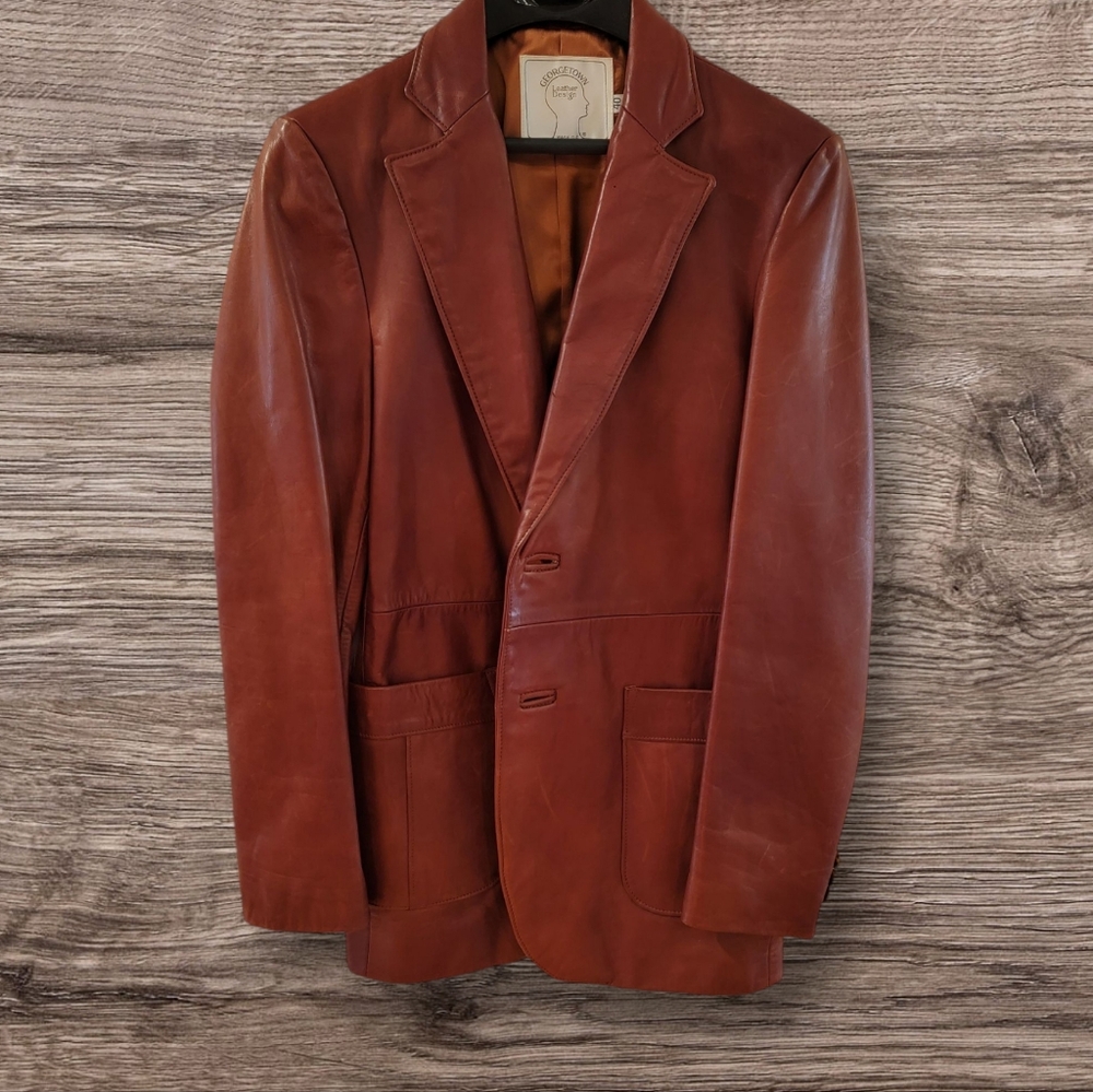 Vintage Georgetown Leather Sports Coat Blazer Jacket 40R